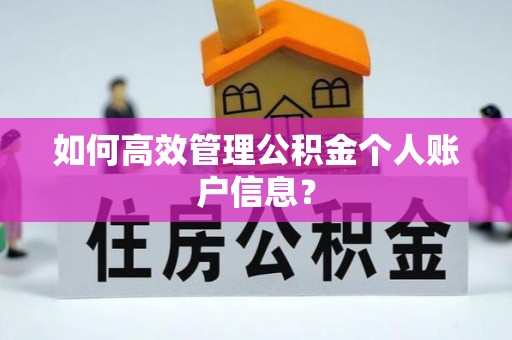 望花如何高效管理公积金个人账户信息？